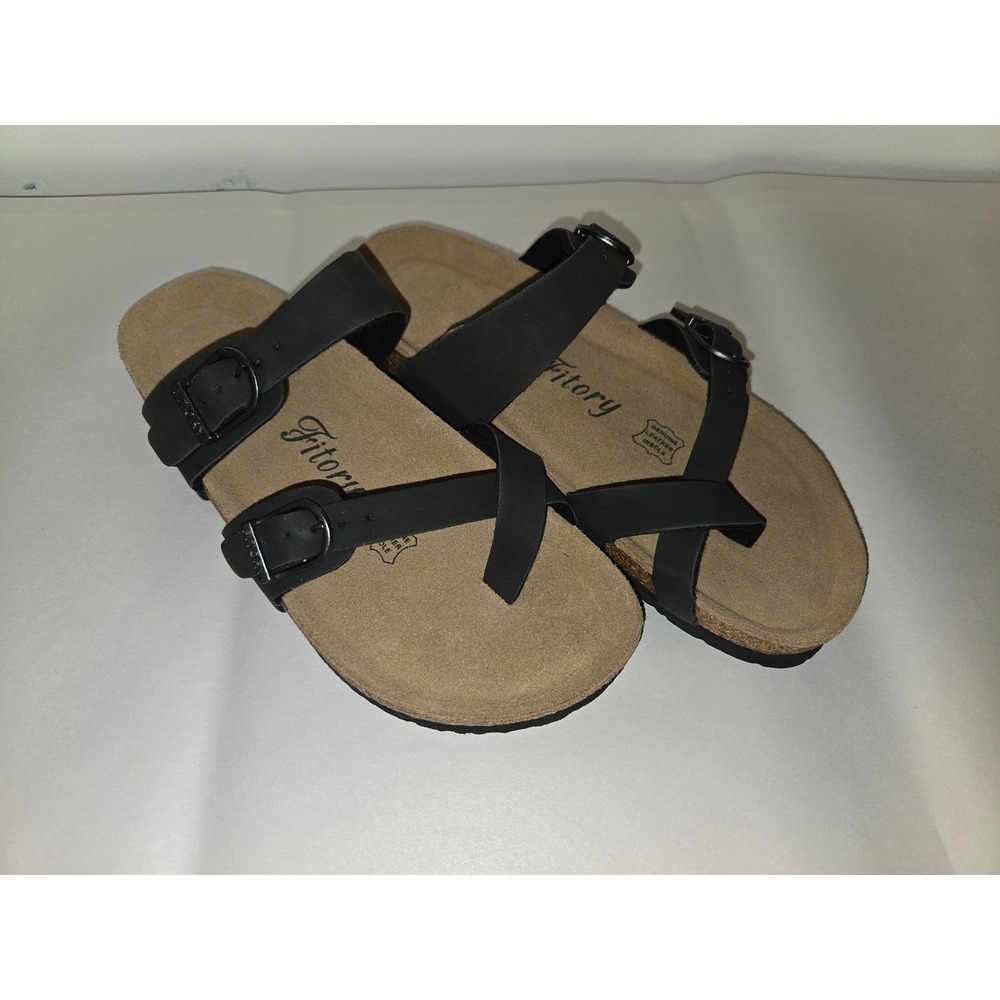 PRICE SLASHED! Fitory Brown Adjustable Strap Slide Sandals Comfort Women's Shoes